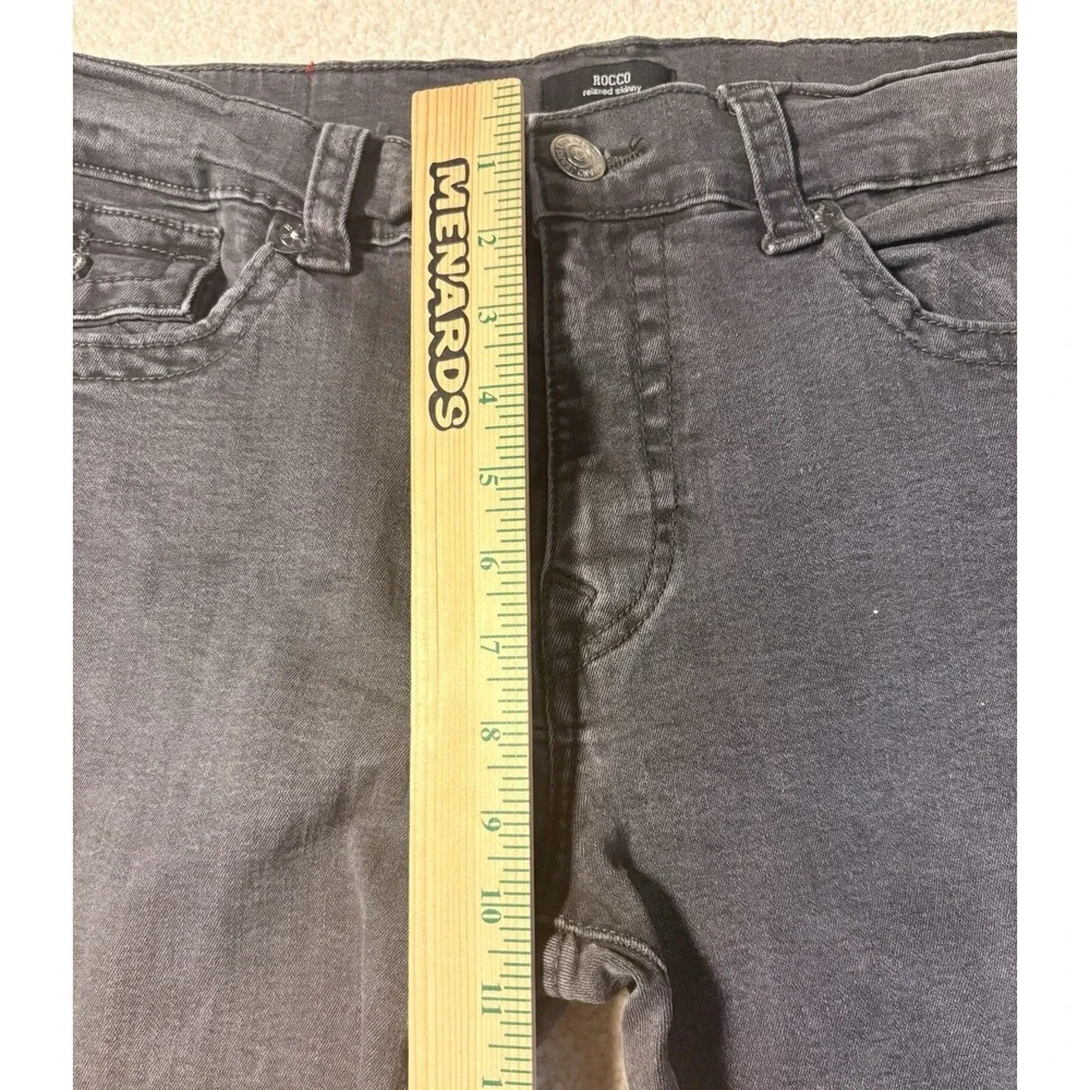 True Religion Rocco Relaxed Skinny Jeans Mens 36 X 30 Faded Black Stretch Flap